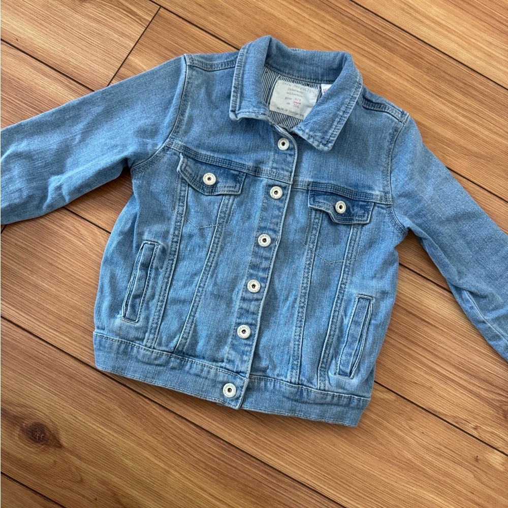 Zara Toddler Girls Jean Jacket Size 3-4 Denim Spring Fun Cute Casual Summer Coat